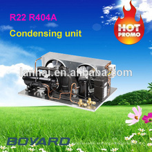R22 r404a compresor hermético de la condensadora unidad de agua al aire para refrigerador comercial producir refrigerador del supermercado isla